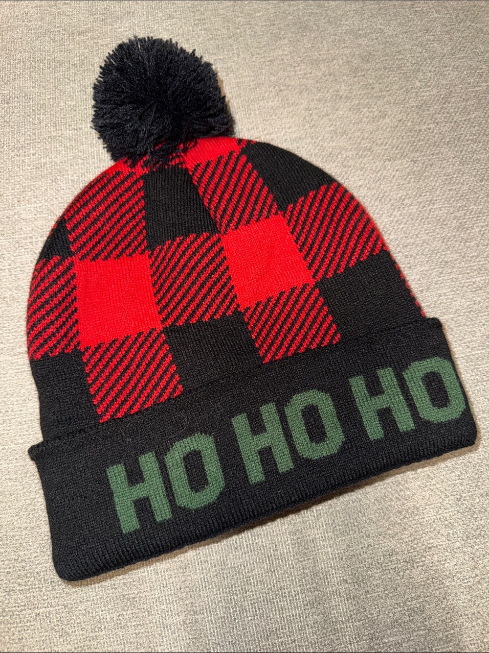 Ho Ho Ho Plaid Pom Beanie